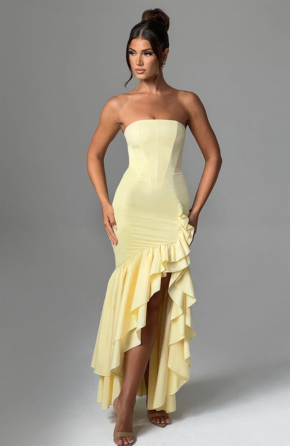 Angelina Maxi Graceful Dress - Lemon