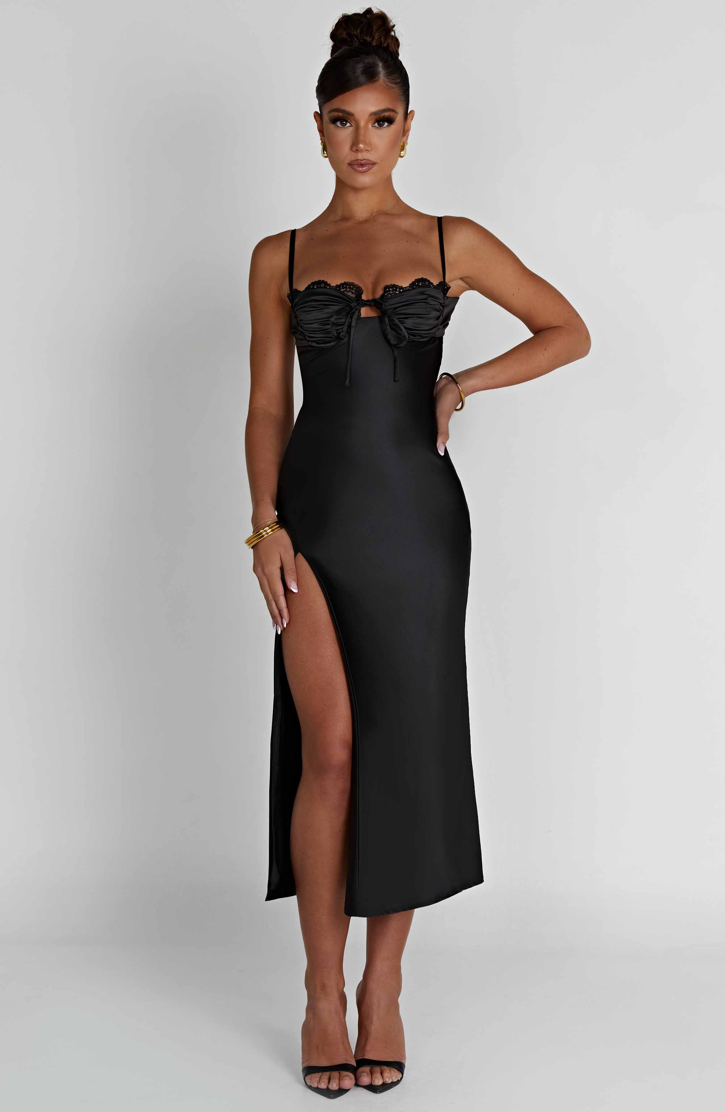 Ardelle Midi Graceful Dress - Black