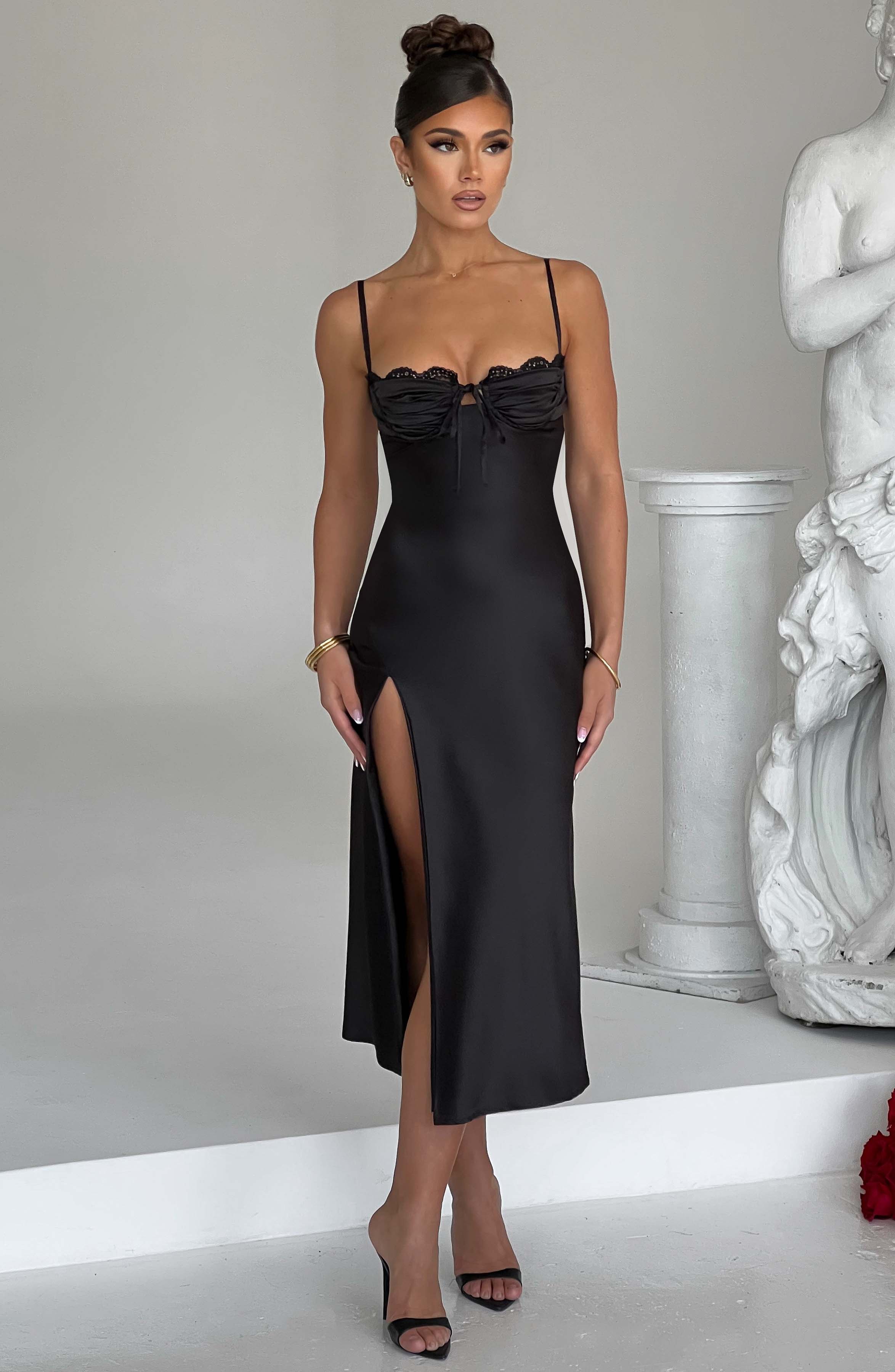 Ardelle Midi Graceful Dress - Black