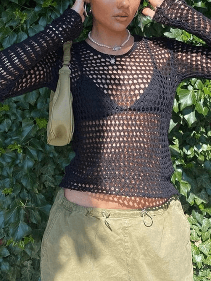 Crochet Hollow Knit Crop Top