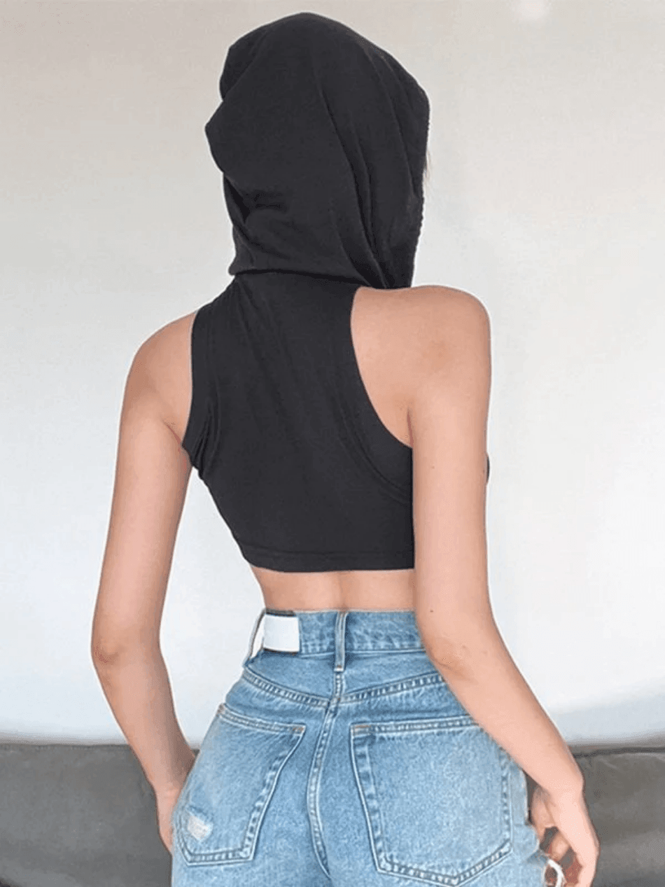 Bandana Design Hooded Cropped Tank Top