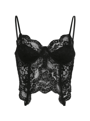 Black Split Lace Corset Top