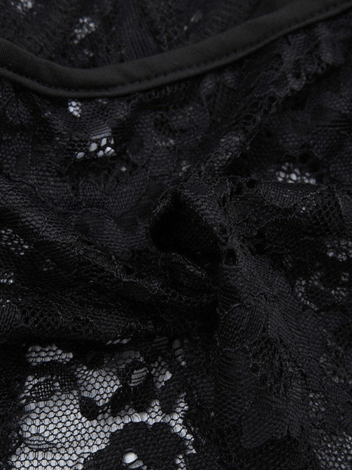 Black Split Lace Corset Top