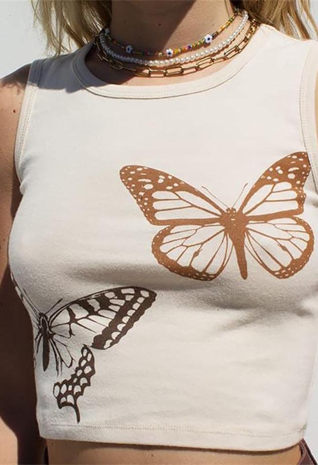 Butterfly Print Crop Top