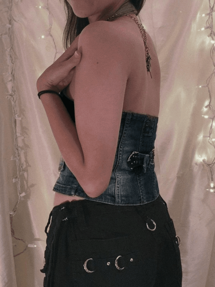 Halter Denim Corset Top