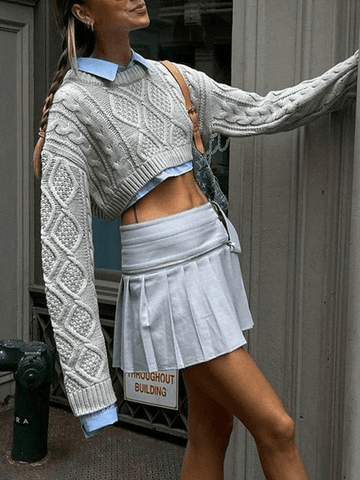 Cable Knit Cropped Sweater