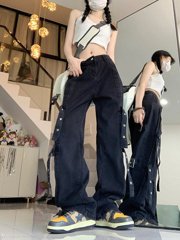 American Style Graceful Retro Cargo Jeans