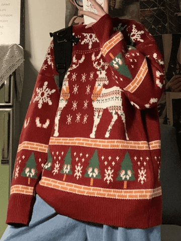 Christmas Deer Crew Neck Sweater