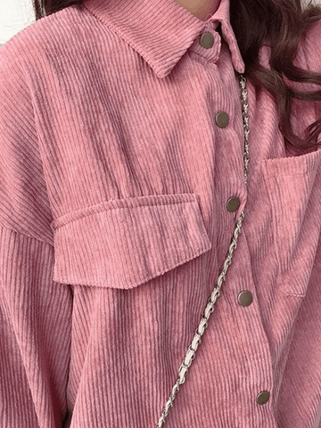 Corduroy Long Sleeve Button Blouse