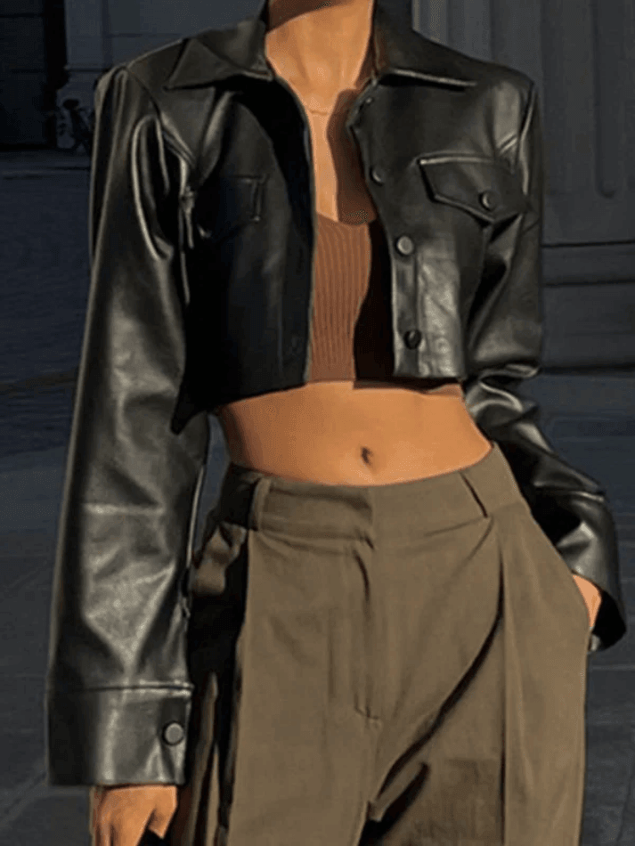 Cropped Black Biker Jacket