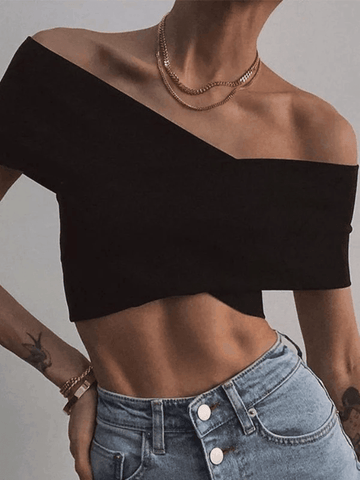 Cross Over Black Crop Top