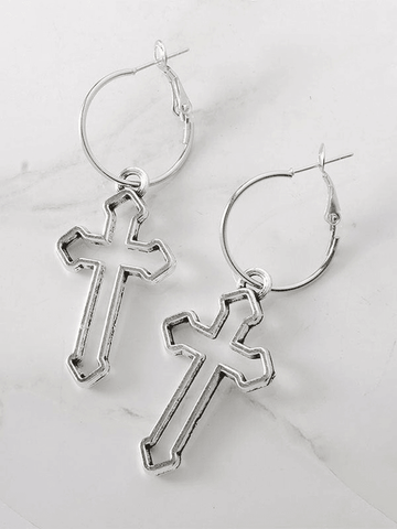 Cutout Cross Drop Earring