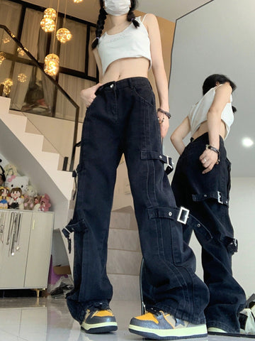 American Style Graceful Retro Cargo Jeans