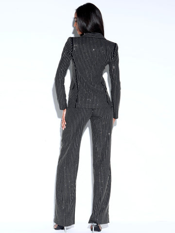 Taelyn Black Stylish Crystal Trousers