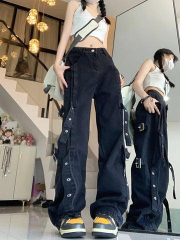 American Style Graceful Retro Cargo Jeans