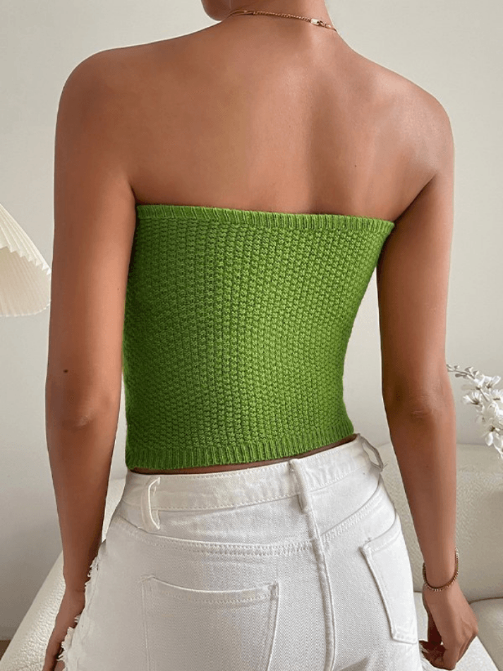 Green Knitted Bandeau Top