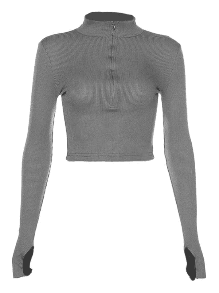 Half Zip Long Sleeve Crop Top