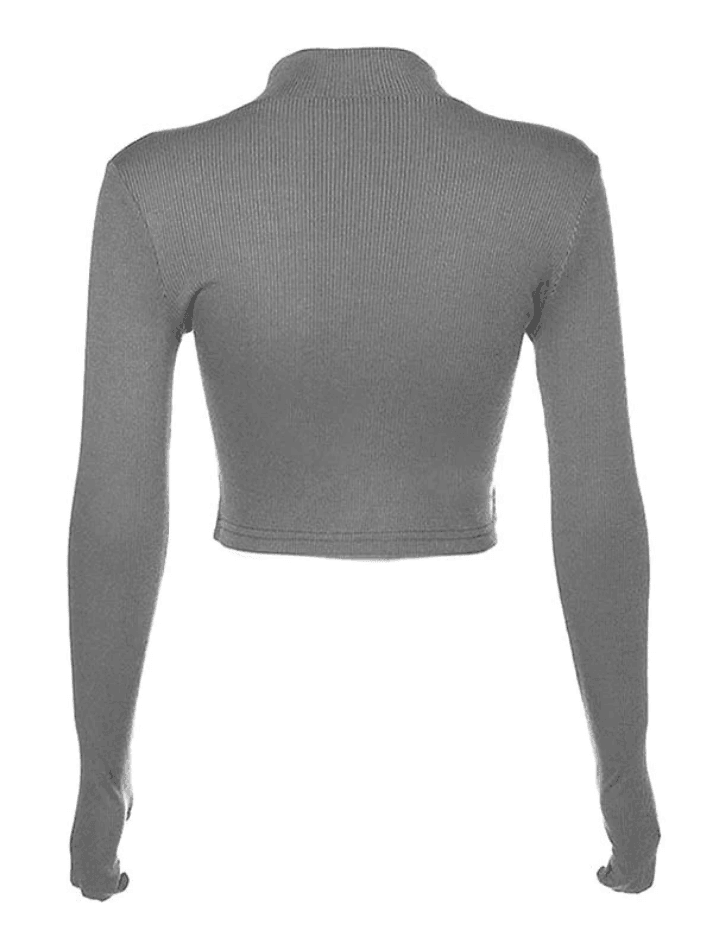 Half Zip Long Sleeve Crop Top