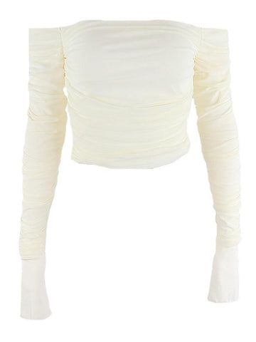 Long-Sleeve Off-Shoulder Ruched Top