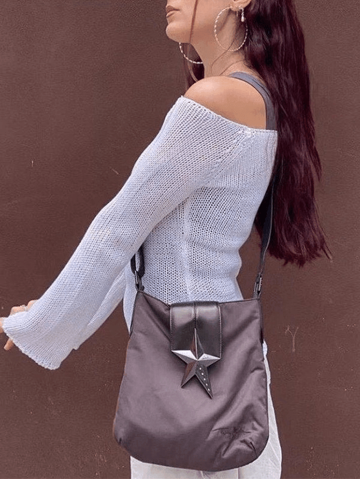 Off Shoulder Long Sleeve Knit Top