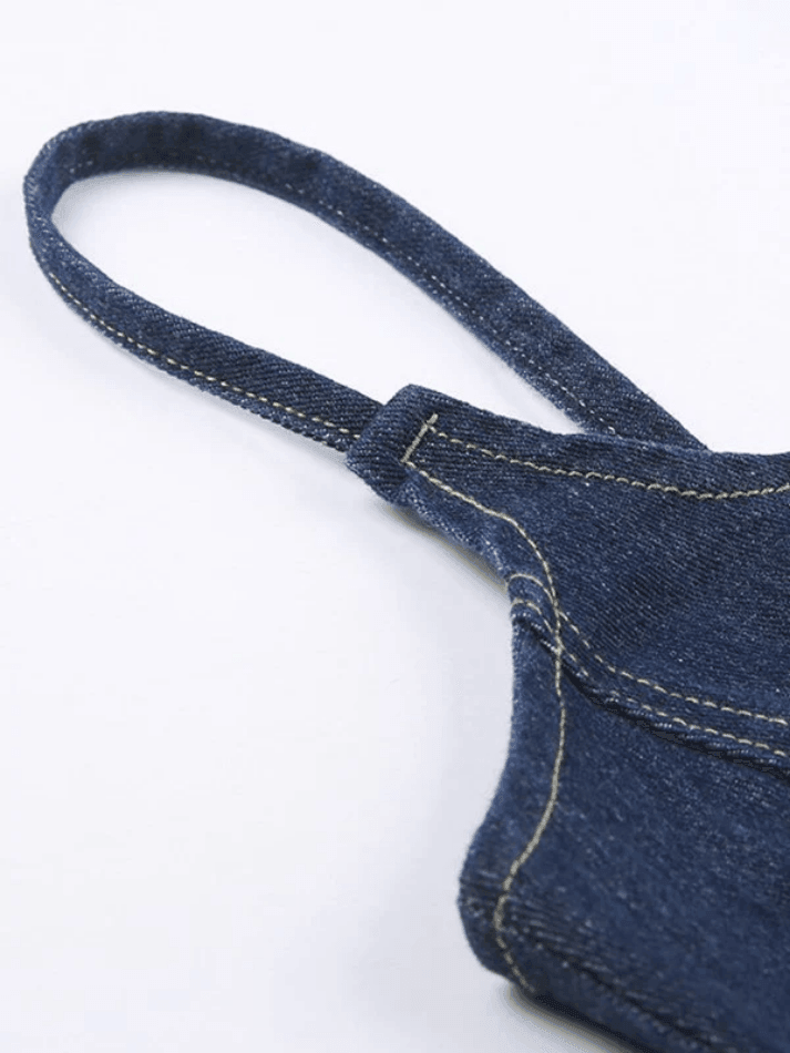 Patchwork Denim Corset Top