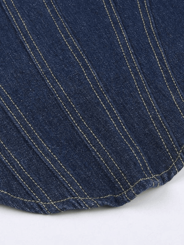 Patchwork Denim Corset Top