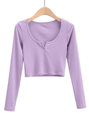 Rib Knit Long Sleeve Crop Top