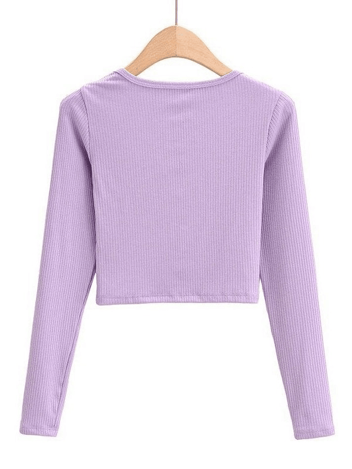 Rib Knit Long Sleeve Crop Top