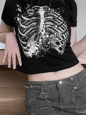 Splash Skull Crop Top